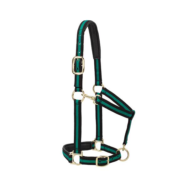 Weaver, Weaver Leather Striped Padded Adjustable Chin And Throat Snap Halter Average Green 1"