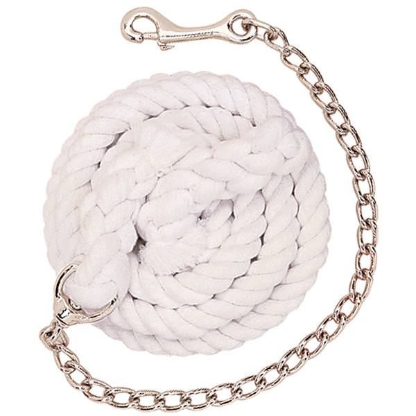 Weaver, Weaver Leather White Cotton Lead Rope With Nickel Plated Chain And