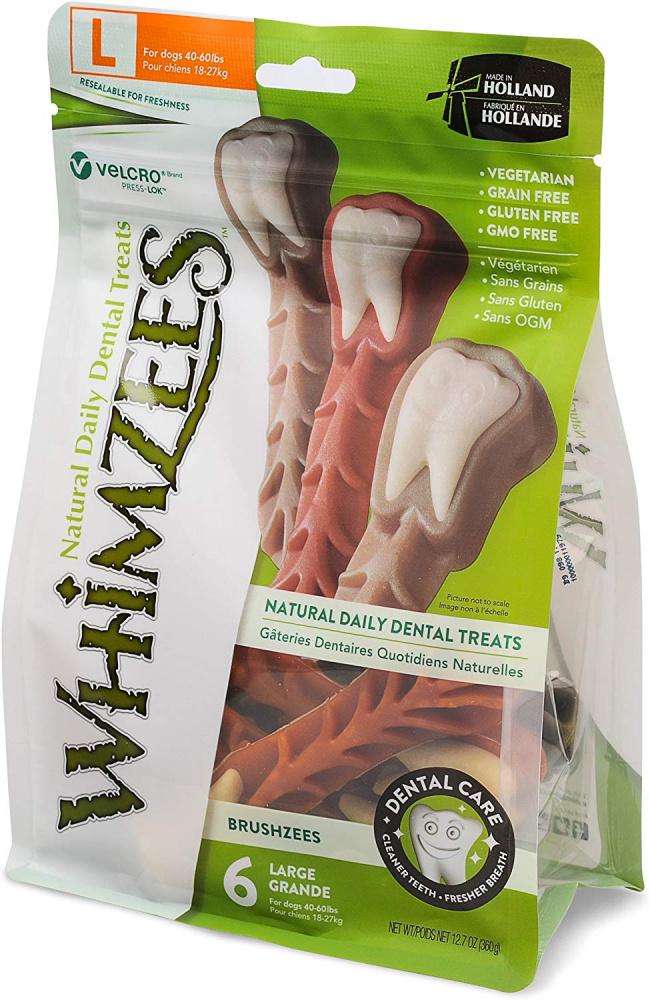 Whimzees, Whimzees Brushzees Natural Daily Dental Large Breed Dog Treats